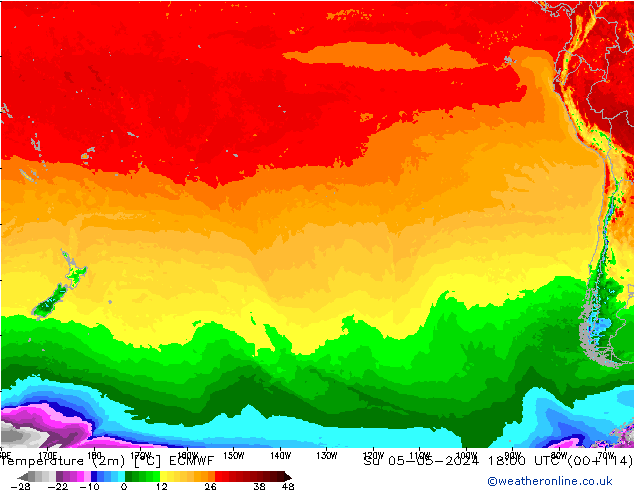 Temperatura (2m) ECMWF dom 05.05.2024 18 UTC