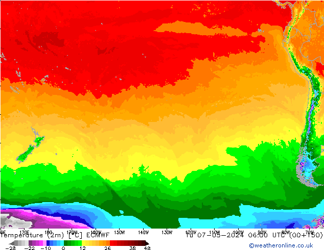 Temperature (2m) ECMWF Út 07.05.2024 06 UTC