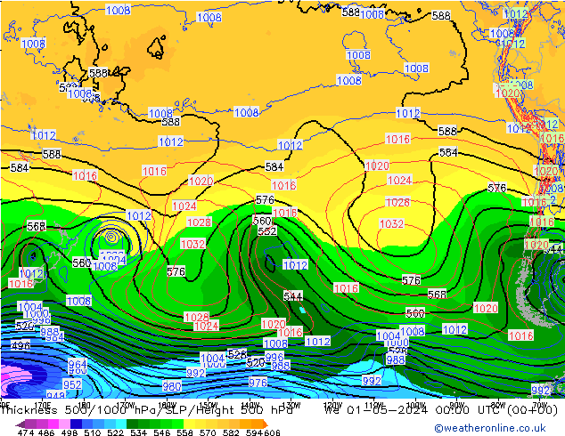 Thck 500-1000hPa ECMWF We 01.05.2024 00 UTC