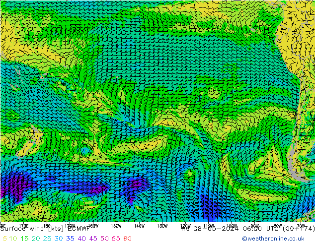 Surface wind ECMWF We 08.05.2024 06 UTC