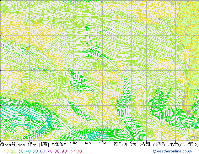 Stroomlijn 10m ECMWF zo 05.05.2024 06 UTC