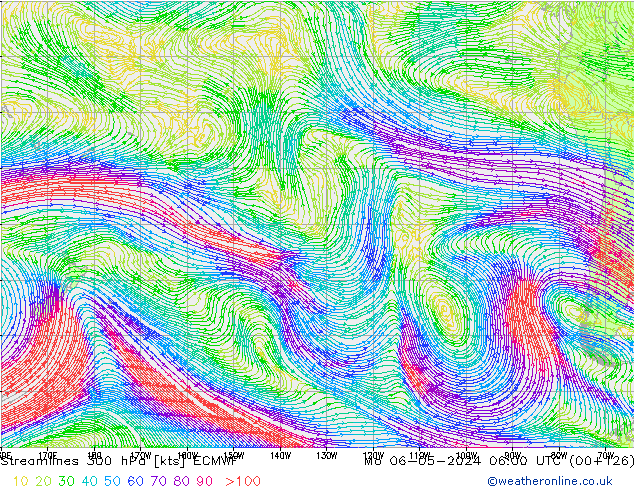 Streamlines 300 hPa ECMWF Mo 06.05.2024 06 UTC