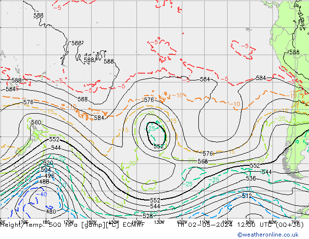 Z500/Rain (+SLP)/Z850 ECMWF Th 02.05.2024 12 UTC