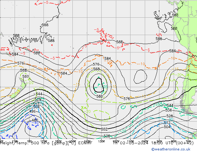 Z500/Rain (+SLP)/Z850 ECMWF jue 02.05.2024 18 UTC