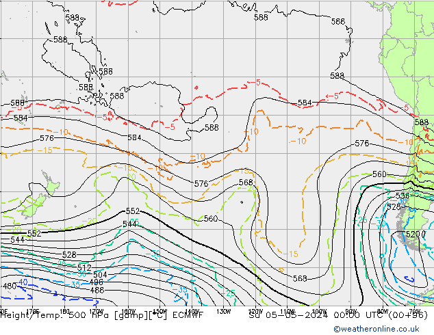 Z500/Rain (+SLP)/Z850 ECMWF Su 05.05.2024 00 UTC