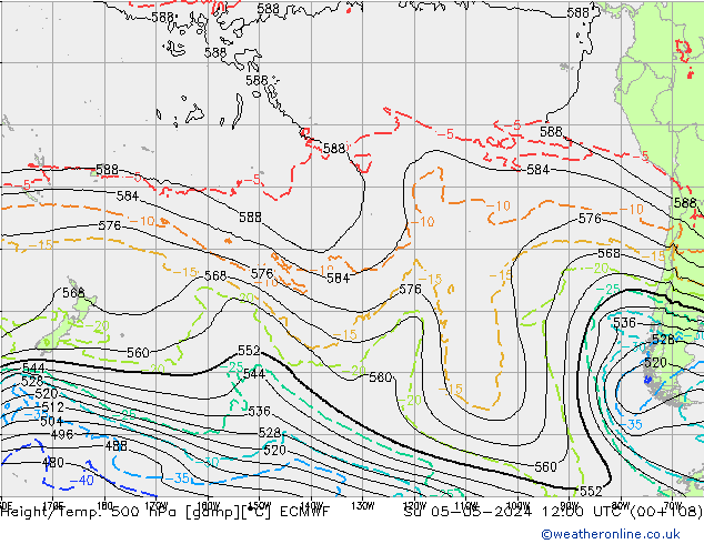 Z500/Rain (+SLP)/Z850 ECMWF Su 05.05.2024 12 UTC