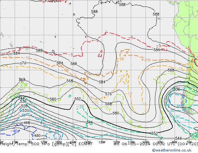 Z500/Rain (+SLP)/Z850 ECMWF lun 06.05.2024 00 UTC