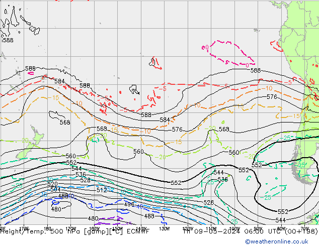 Z500/Rain (+SLP)/Z850 ECMWF gio 09.05.2024 06 UTC