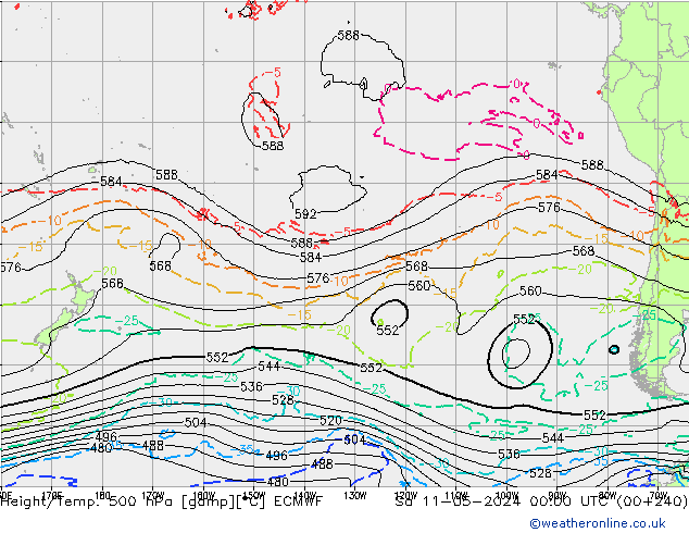 Z500/Rain (+SLP)/Z850 ECMWF Sa 11.05.2024 00 UTC