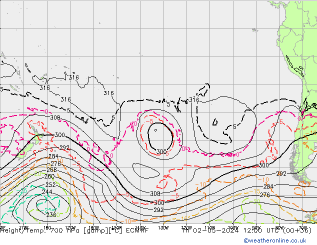 Height/Temp. 700 гПа ECMWF чт 02.05.2024 12 UTC