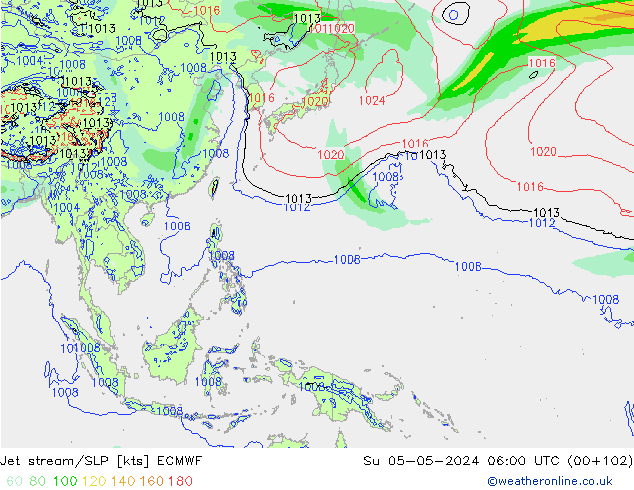 Jet stream/SLP ECMWF Su 05.05.2024 06 UTC