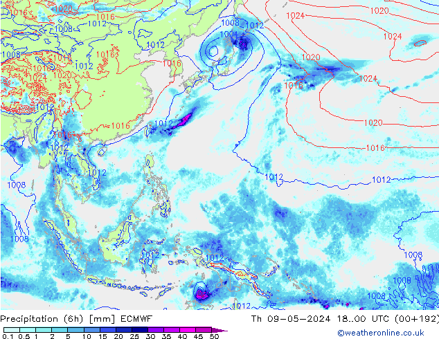 Z500/Rain (+SLP)/Z850 ECMWF Th 09.05.2024 00 UTC