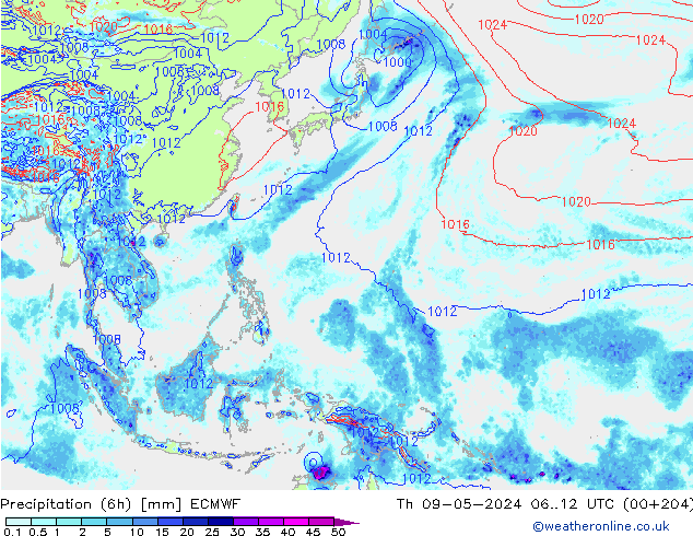 Z500/Rain (+SLP)/Z850 ECMWF Th 09.05.2024 12 UTC
