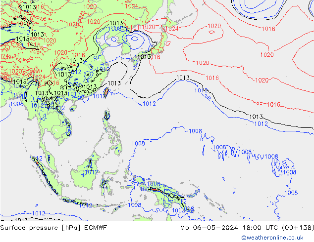 Surface pressure ECMWF Mo 06.05.2024 18 UTC