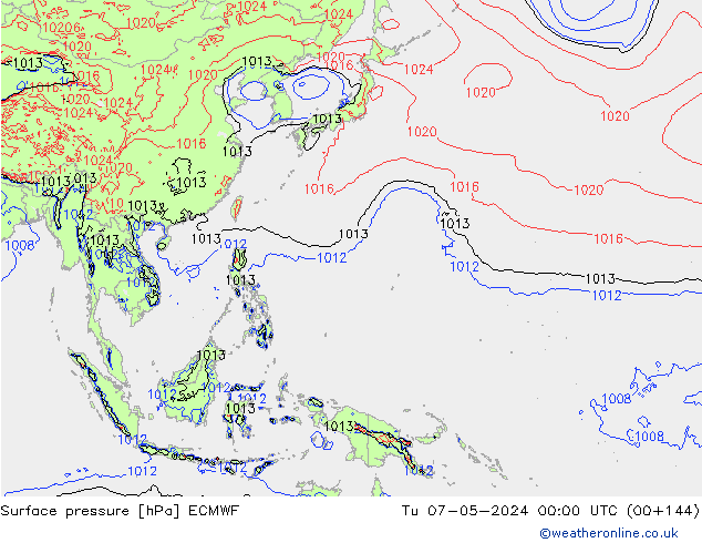 приземное давление ECMWF вт 07.05.2024 00 UTC