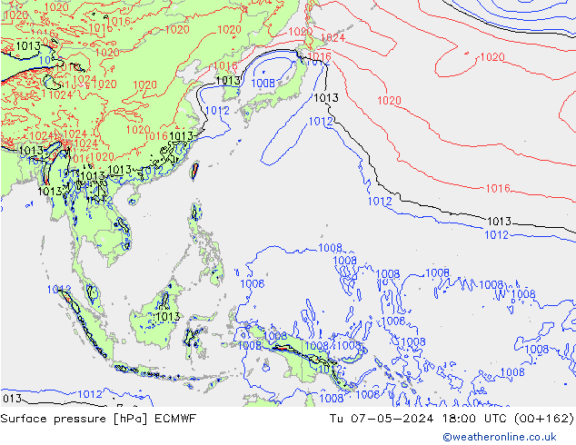 Yer basıncı ECMWF Sa 07.05.2024 18 UTC