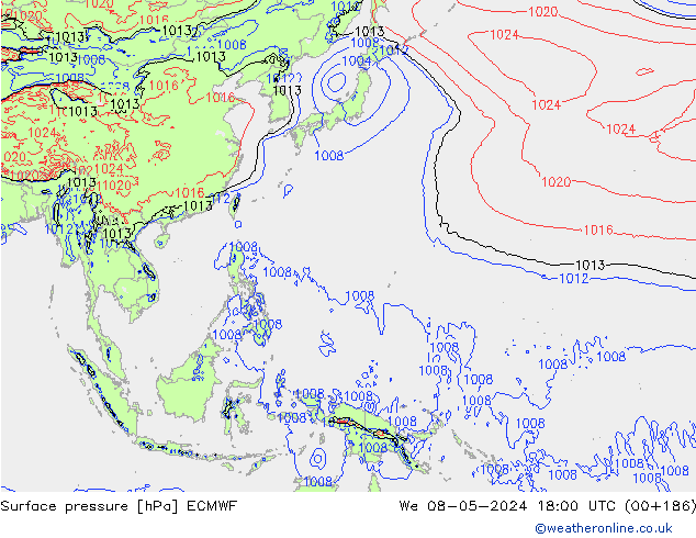 Atmosférický tlak ECMWF St 08.05.2024 18 UTC