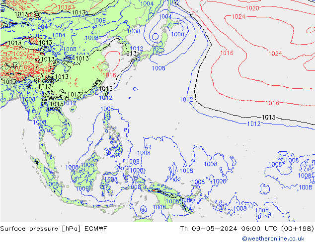 Surface pressure ECMWF Th 09.05.2024 06 UTC