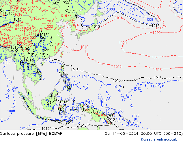 Atmosférický tlak ECMWF So 11.05.2024 00 UTC