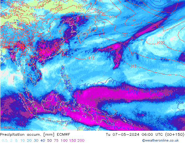 Précipitation accum. ECMWF mar 07.05.2024 06 UTC