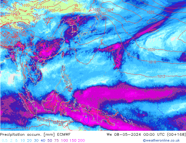 Totale neerslag ECMWF wo 08.05.2024 00 UTC