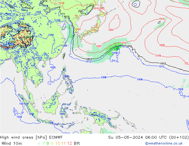 Windvelden ECMWF zo 05.05.2024 06 UTC