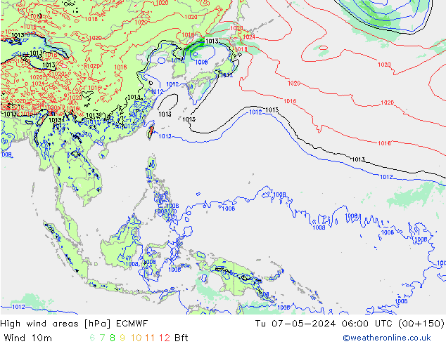 High wind areas ECMWF mar 07.05.2024 06 UTC