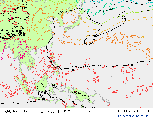 Z500/Yağmur (+YB)/Z850 ECMWF Cts 04.05.2024 12 UTC