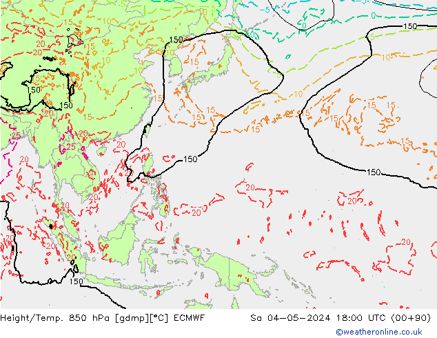 Z500/Rain (+SLP)/Z850 ECMWF sab 04.05.2024 18 UTC