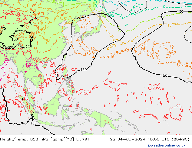 Z500/Yağmur (+YB)/Z850 ECMWF Cts 04.05.2024 18 UTC