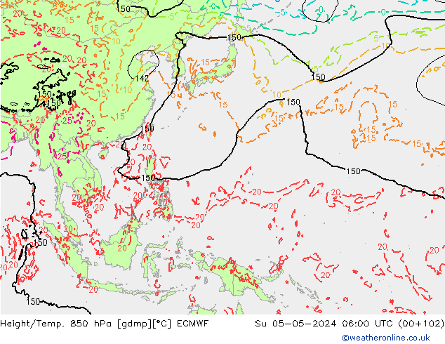 Height/Temp. 850 hPa ECMWF  05.05.2024 06 UTC