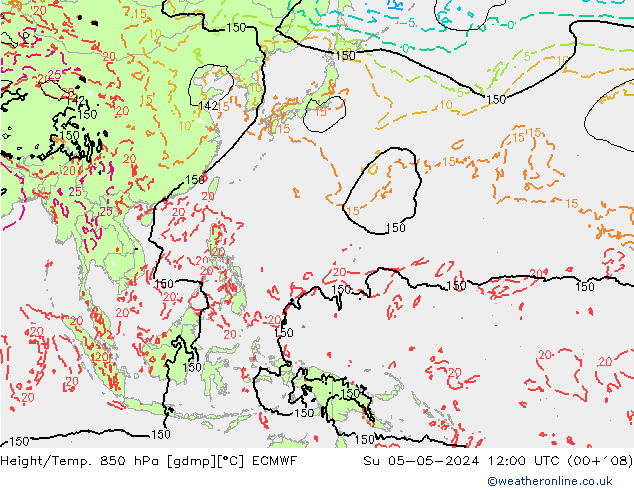 Z500/Rain (+SLP)/Z850 ECMWF dom 05.05.2024 12 UTC