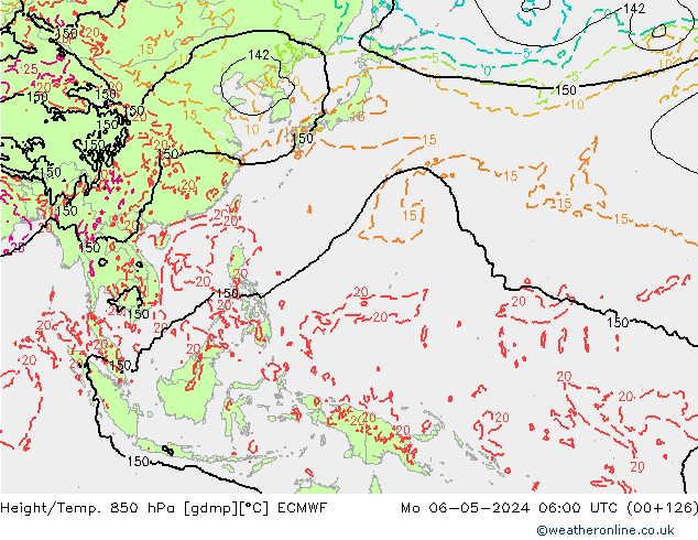 Height/Temp. 850 hPa ECMWF lun 06.05.2024 06 UTC