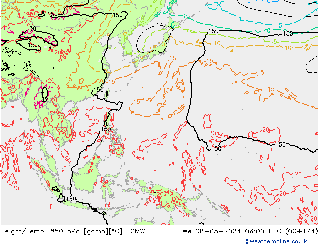 Z500/Regen(+SLP)/Z850 ECMWF wo 08.05.2024 06 UTC