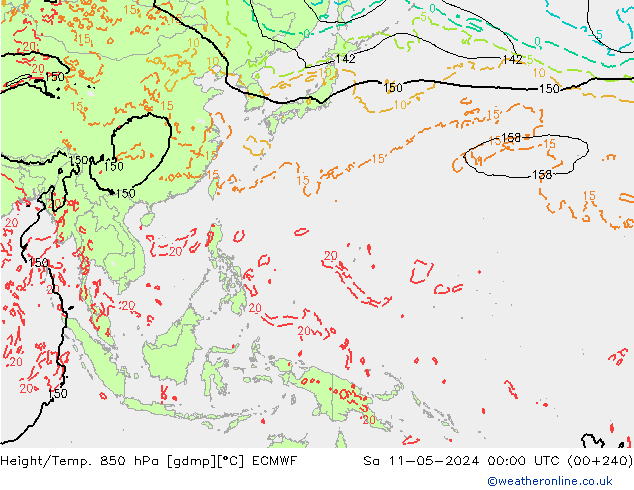 Height/Temp. 850 hPa ECMWF Sáb 11.05.2024 00 UTC