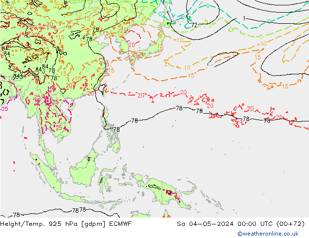 Geop./Temp. 925 hPa ECMWF sáb 04.05.2024 00 UTC