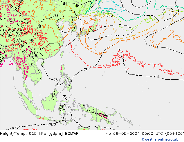 Height/Temp. 925 hPa ECMWF Mo 06.05.2024 00 UTC