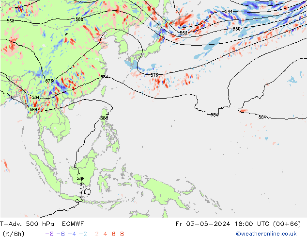 T-Adv. 500 hPa ECMWF Fr 03.05.2024 18 UTC