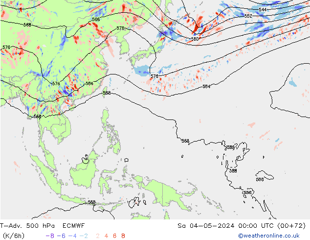 T-Adv. 500 hPa ECMWF za 04.05.2024 00 UTC