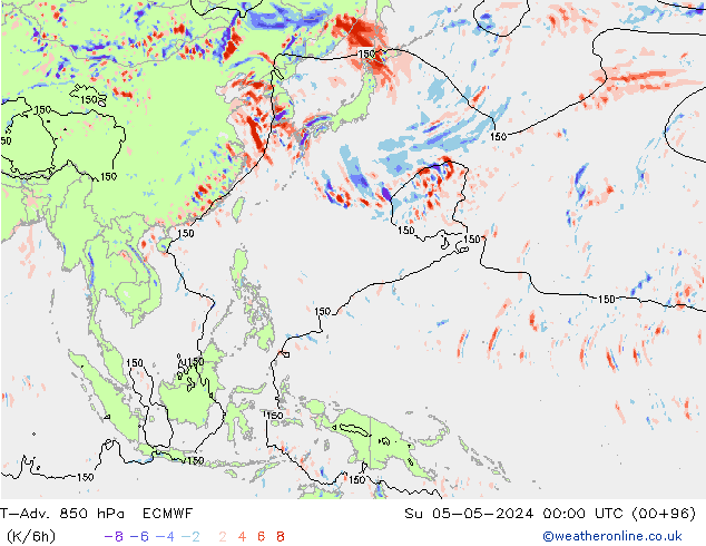 T-Adv. 850 hPa ECMWF Ne 05.05.2024 00 UTC