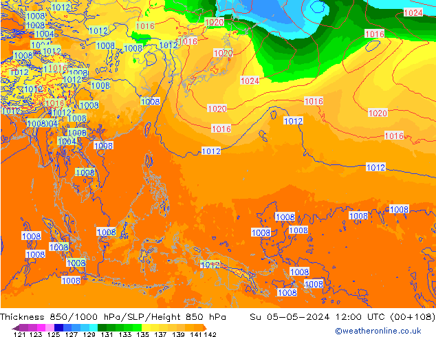 Thck 850-1000 hPa ECMWF Su 05.05.2024 12 UTC