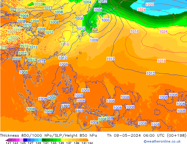 Thck 850-1000 hPa ECMWF Th 09.05.2024 06 UTC