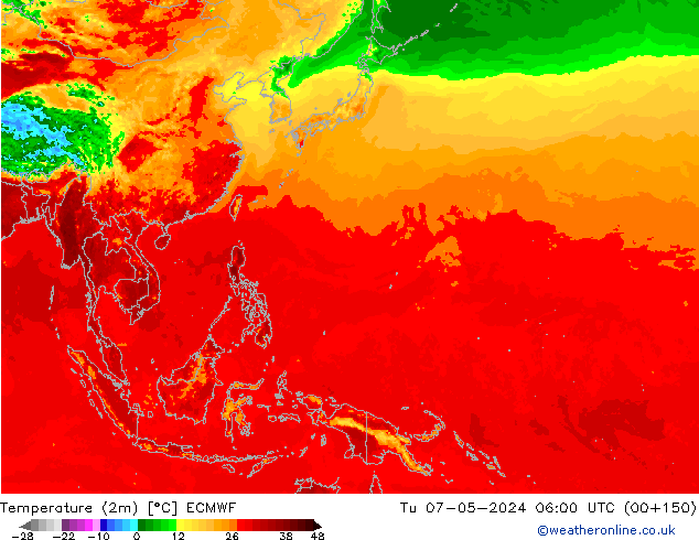 température (2m) ECMWF mar 07.05.2024 06 UTC