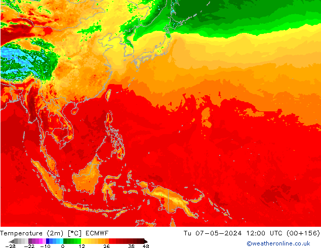 Temperatura (2m) ECMWF mar 07.05.2024 12 UTC