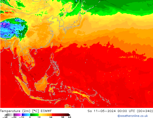 Sıcaklık Haritası (2m) ECMWF Cts 11.05.2024 00 UTC