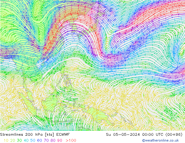 Streamlines 200 hPa ECMWF Ne 05.05.2024 00 UTC