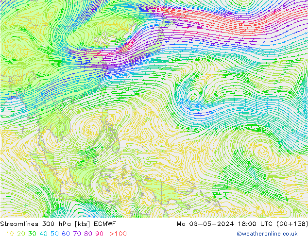 Rüzgar 300 hPa ECMWF Pzt 06.05.2024 18 UTC