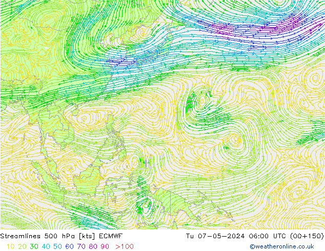 ветер 500 гПа ECMWF вт 07.05.2024 06 UTC