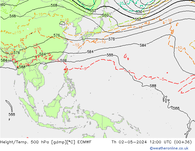 Z500/Rain (+SLP)/Z850 ECMWF jue 02.05.2024 12 UTC