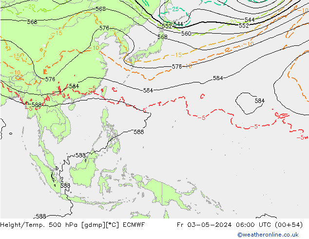 Z500/Yağmur (+YB)/Z850 ECMWF Cu 03.05.2024 06 UTC